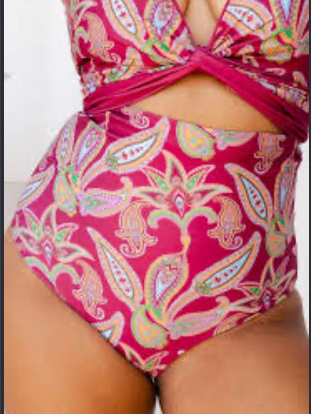 Baiia Swimwear Reversible Bikini Set in Paisley Sangria Pink Size 16